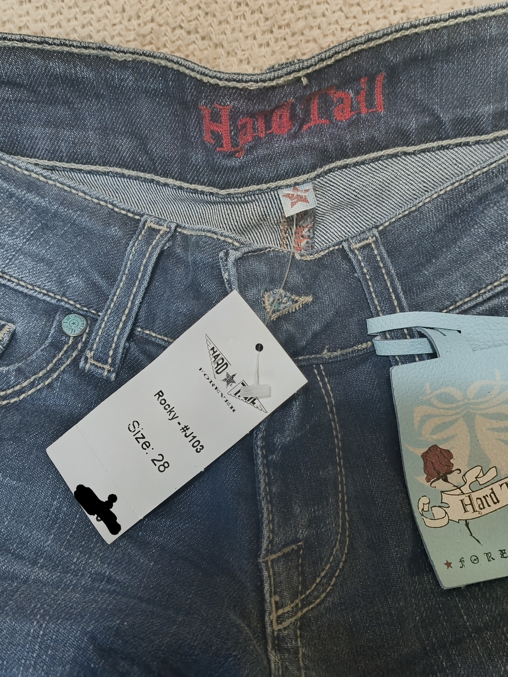 Hard Tail blue denim jeans with contrast stitching